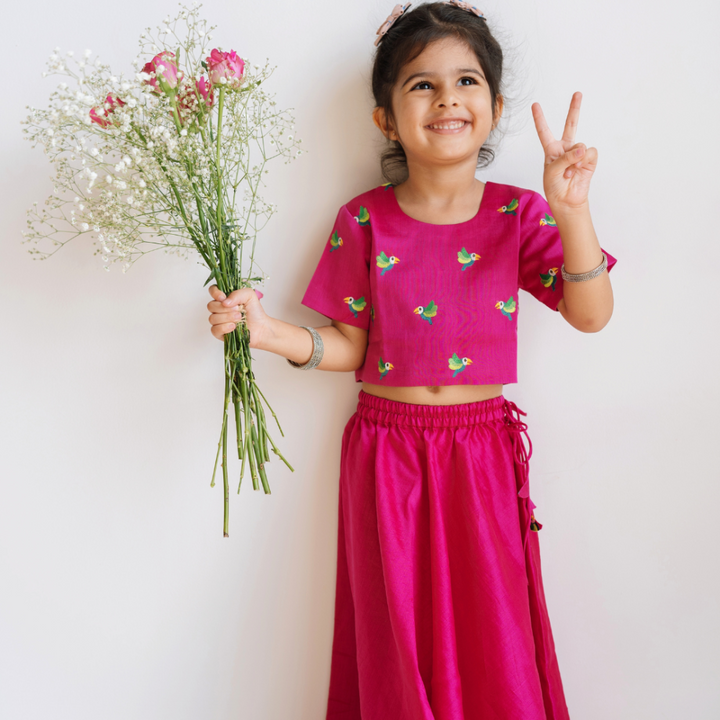 Dulaar Chanderi Lehenga Set - Tota Udd