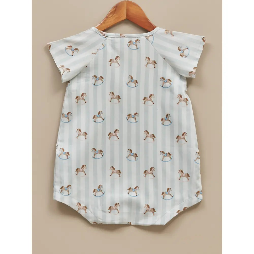 Liz Jacob Baby | Blue Cotton Kimono Romper | Rocking Horse