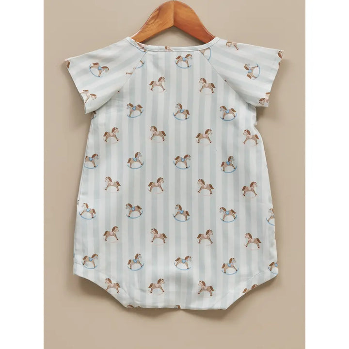Liz Jacob Baby | Blue Cotton Kimono Romper | Rocking Horse