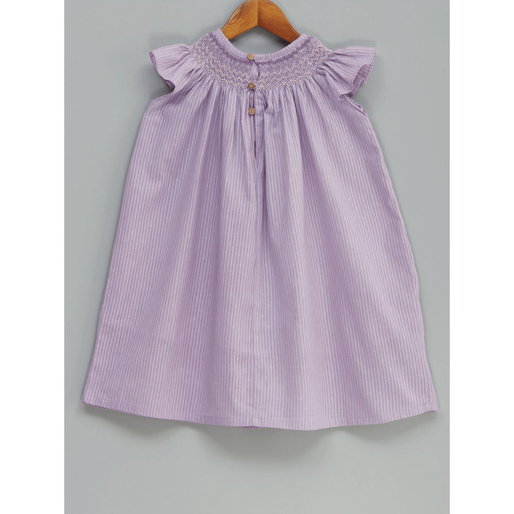 Liz Jacob Sweet Lavender Handwoven Cotton Dress – Hand Smocked
