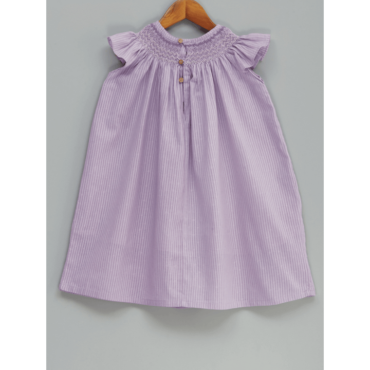 Liz Jacob Sweet Lavender Handwoven Cotton Dress – Hand Smocked