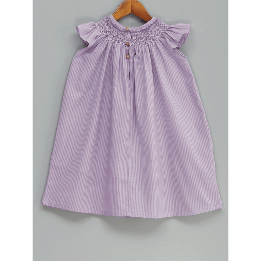 Liz Jacob Sweet Lavender Handwoven Cotton Dress – Hand Smocked