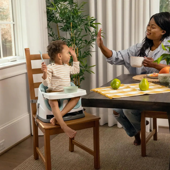 Ingenuity Baby Base 2-in-1 Booster Seat with Removable Tray &amp; Toddler Seat Conversion, Designed for Feeding &amp; Playtime, 6 - 36 months, Mist