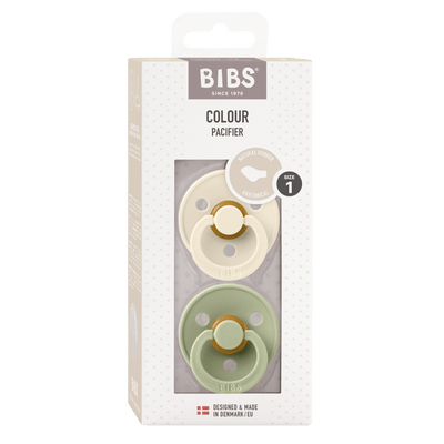 BIBS Colour Latex Orthodontic Pacifier, Size 1 ( Pack of 2)