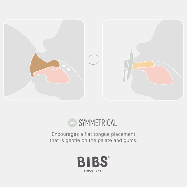 BIBS Colour Latex Flat Symmetrical Pacifier, Size 1 (Pack of 2) - Ivory &amp; Sage