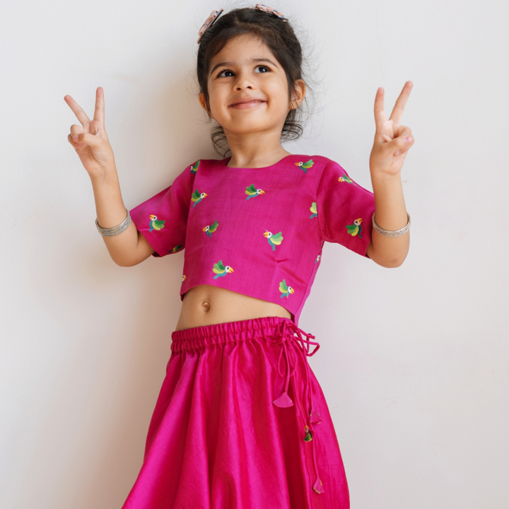 Dulaar Chanderi Lehenga Set - Tota Udd