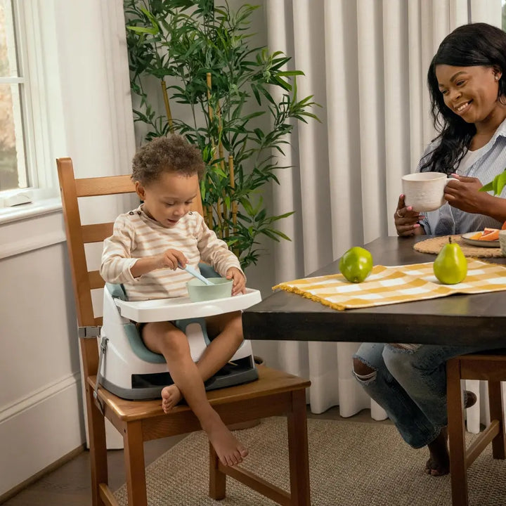 Ingenuity Baby Base 2-in-1 Booster Seat with Removable Tray &amp; Toddler Seat Conversion, Designed for Feeding &amp; Playtime, 6 - 36 months, Mist