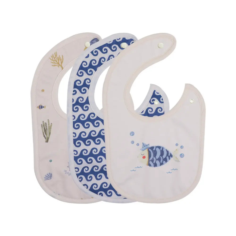 Abracadabra Cotton Jersey Newborn Bib Set (Pack of 3) - Hello Sea - 0-12 Months