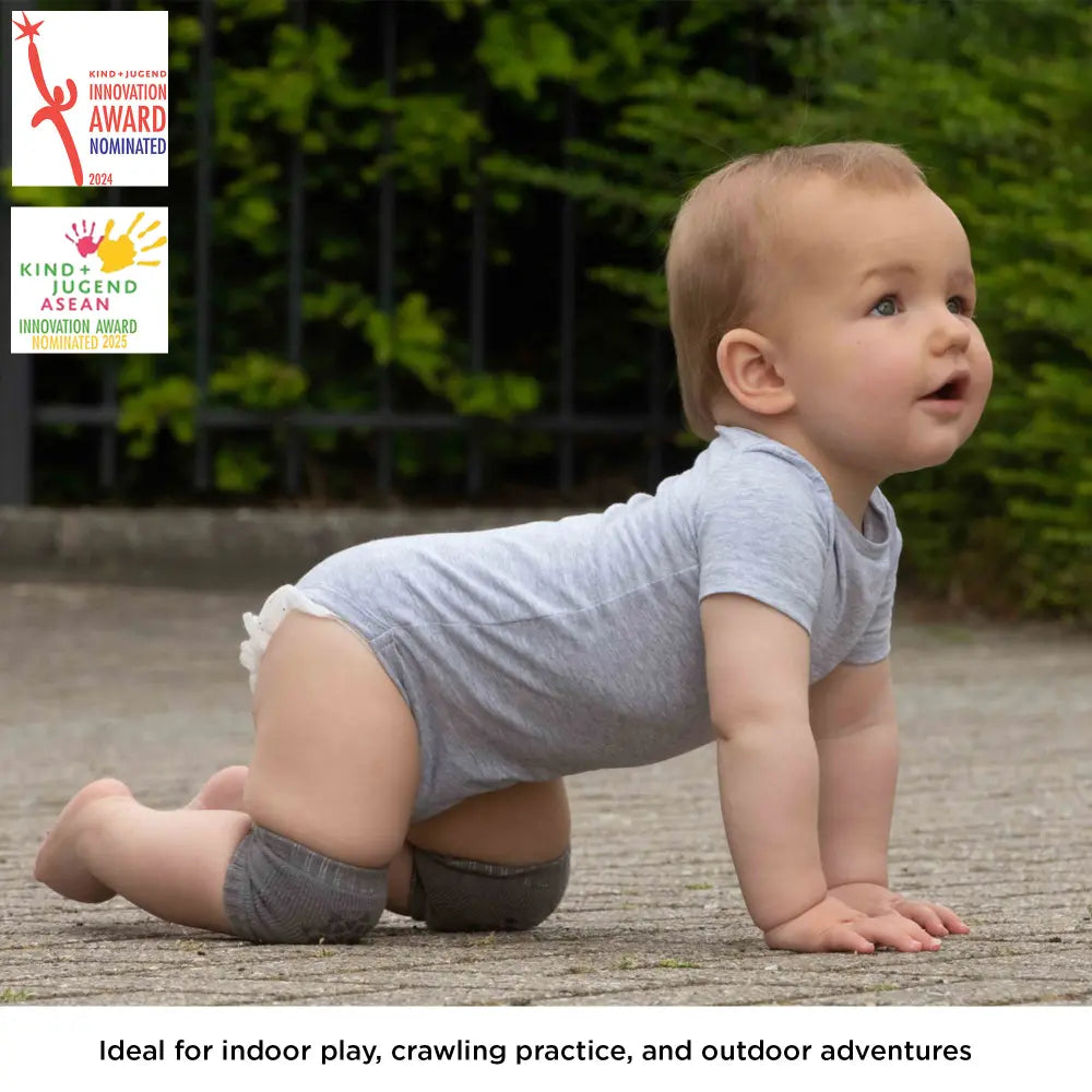 Dooky Baby Knee Pads – Soft Non-Slip Crawling Protectors for Comfort &amp; Safety, Grey