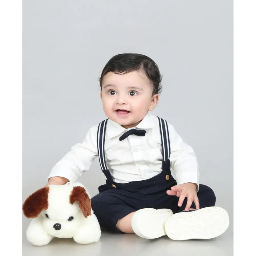 Sweetlime By As Little Gentleman Formal Co-ord Set - White & Dark Navy