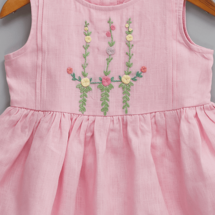 Liz Jacob Blush Handwoven Linen Dress – Hand Embroidered