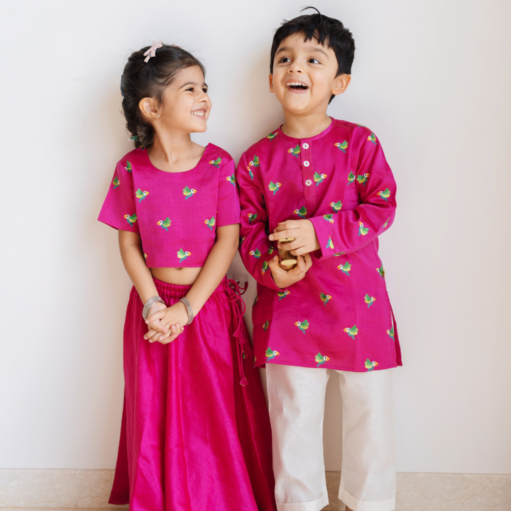 Dulaar Chanderi Lehenga Set - Tota Udd