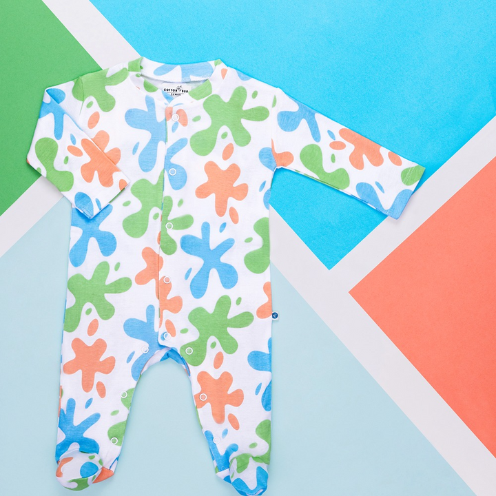 Cotton Bug Pyjama Romper - Art Splash