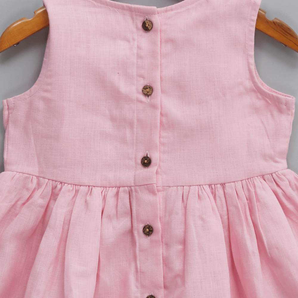 Liz Jacob Blush Handwoven Linen Dress – Hand Embroidered