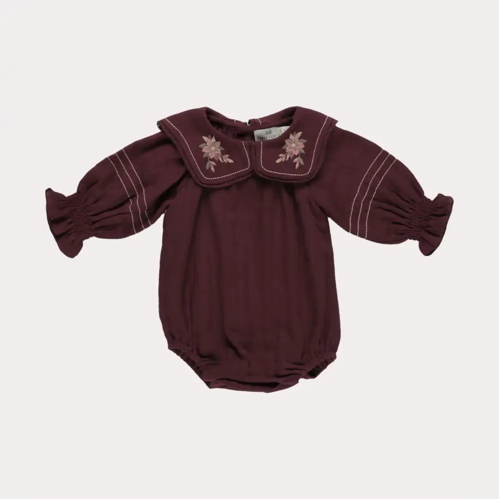 Early Sunday Gladys Baby Bubble Romper - Plum