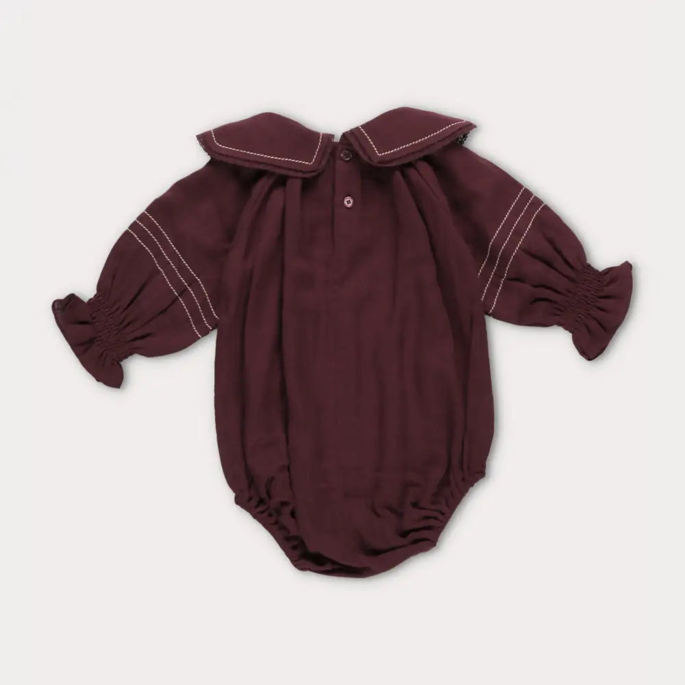 Early Sunday Gladys Baby Bubble Romper - Plum