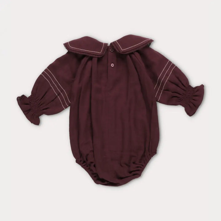 Early Sunday Gladys Baby Bubble Romper - Plum