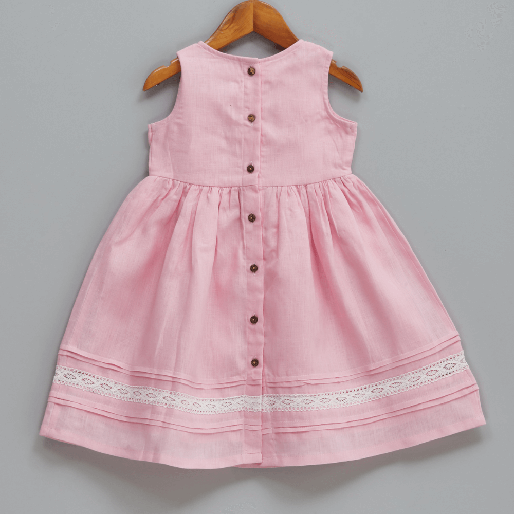 Liz Jacob Blush Handwoven Linen Dress – Hand Embroidered