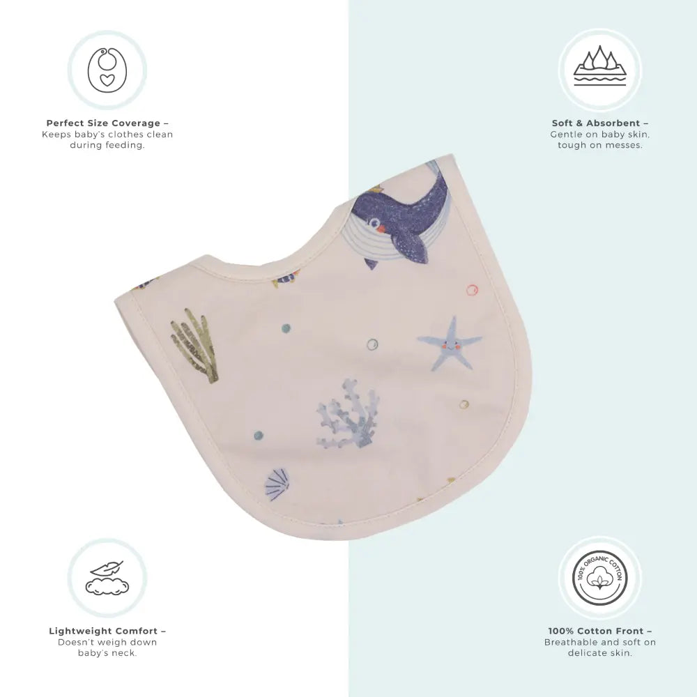 Abracadabra Cotton Jersey Newborn Bib Set (Pack of 3) - Hello Sea - 0-12 Months