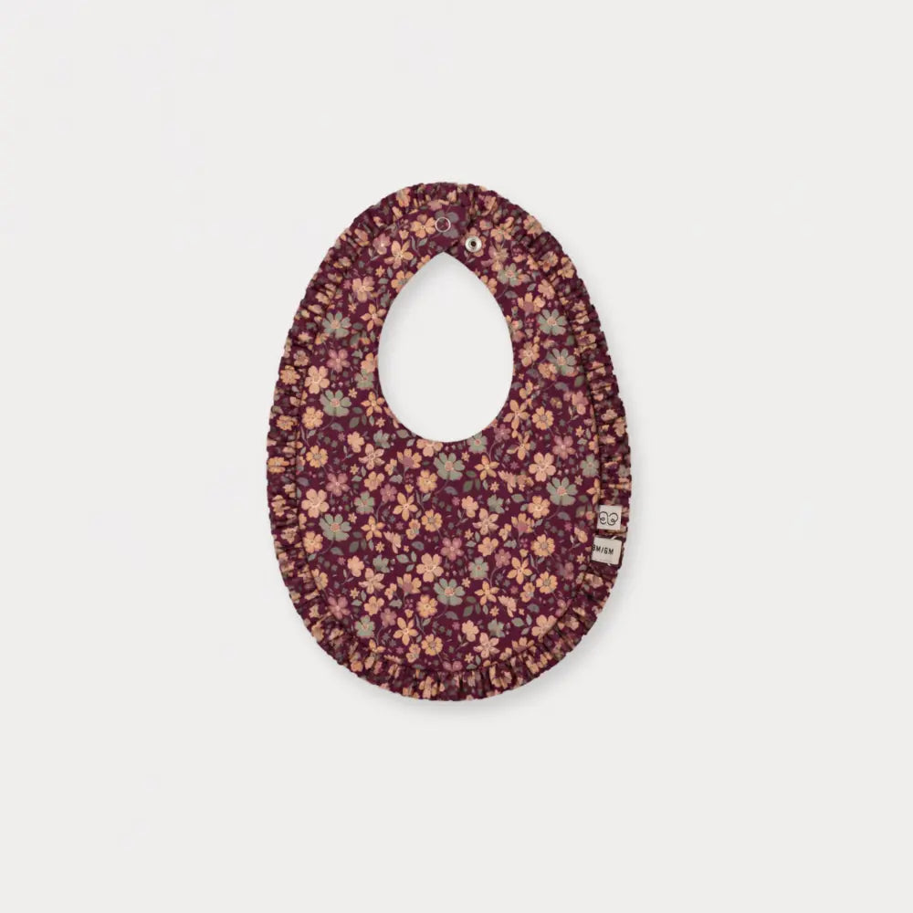 Early Sunday Bib For Girls - Garden Flowers Plum