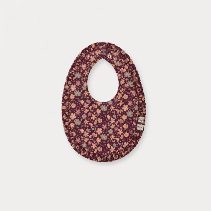 Early Sunday Bib For Girls - Garden Flowers Plum