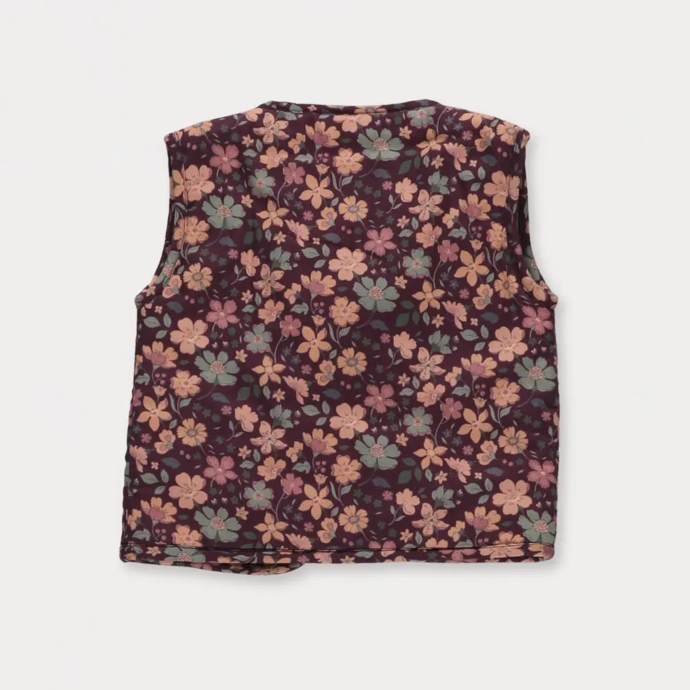 Early Sunday Milly Baby Quilted Gilet - Garden Flowers Plum