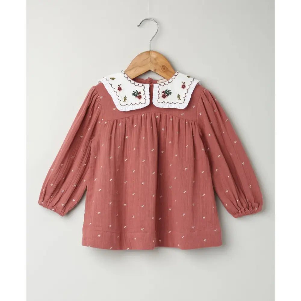 Sweetlime By AS Peter Pan Collar Cotton Dress &amp; Bloomer Co-ord Set - Brown