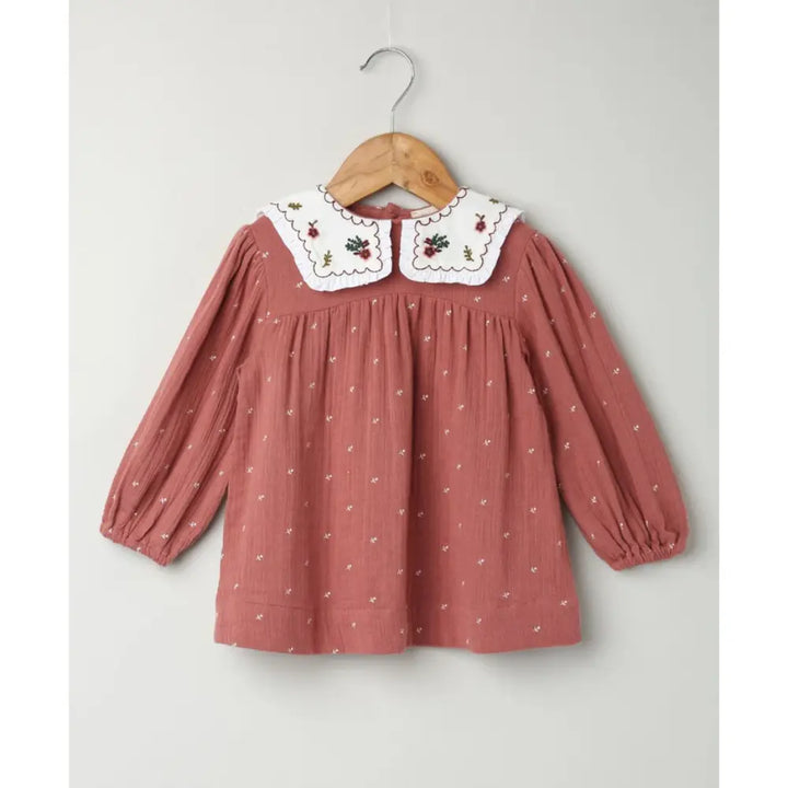 Sweetlime By AS Peter Pan Collar Cotton Dress &amp; Bloomer Co-ord Set - Brown