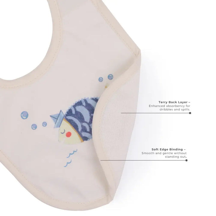 Abracadabra Cotton Jersey Newborn Bib Set (Pack of 3) - Hello Sea - 0-12 Months