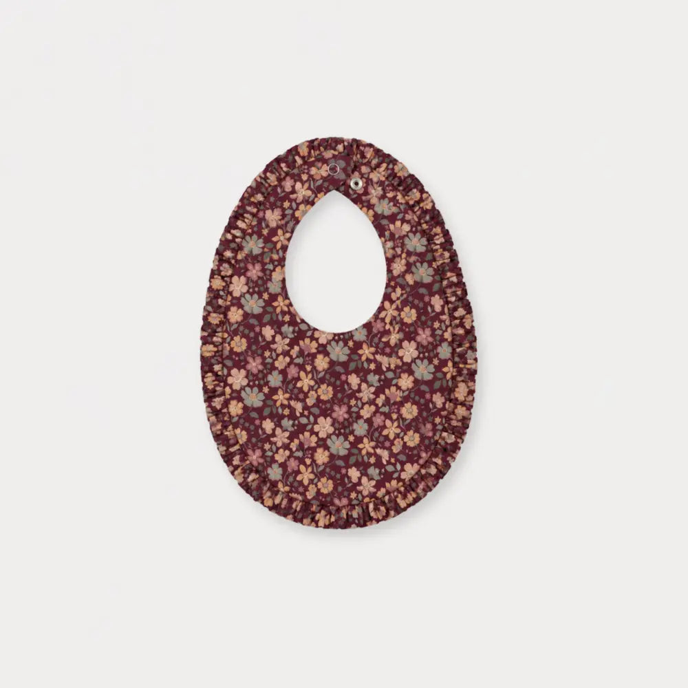 Early Sunday Bib For Girls - Garden Flowers Plum