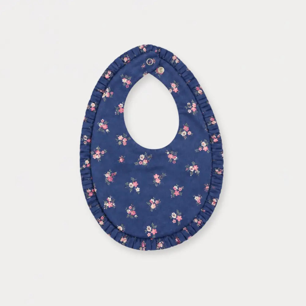 Early Sunday Bib For Girls - Ditsy Bouquet Navy