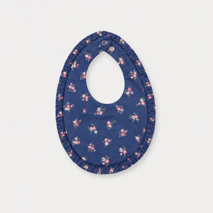 Early Sunday Bib For Girls - Ditsy Bouquet Navy