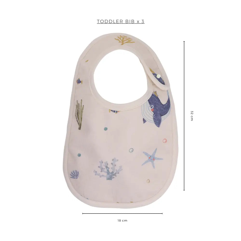 Abracadabra Cotton Jersey Newborn Bib Set (Pack of 3) - Hello Sea - 0-12 Months