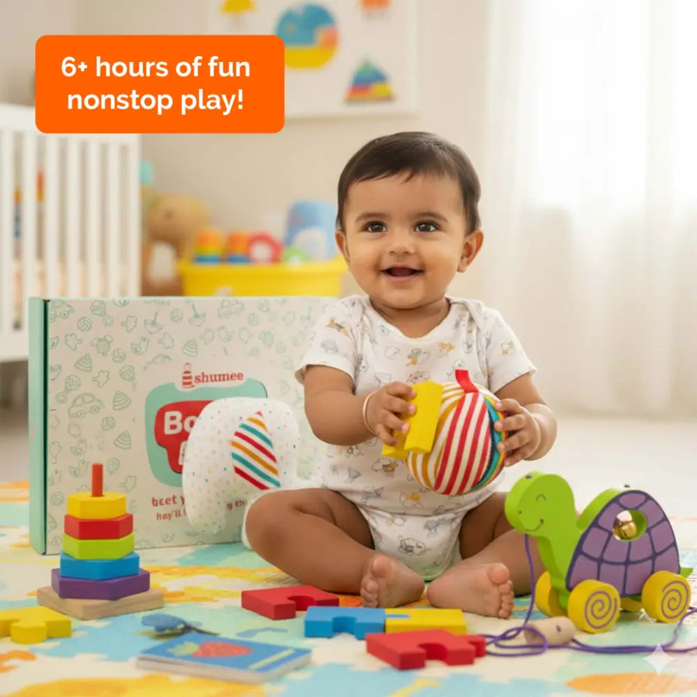 Shumee Wooden Learning Activity Box for Babies | (0-2 Years) | Montessori Sensory Toy | Shape Sorter &amp; Texture Board | Fine Motor Skill Development| Wooden Learning Toy | Gift for Kids