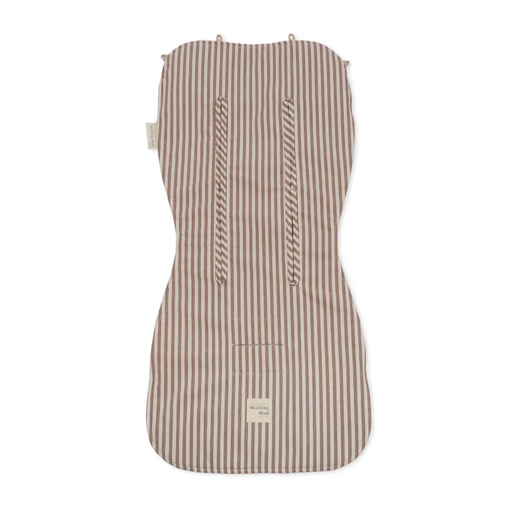 Walking Mum Praliné Stripes Moka Universal Stroller Seat Liner, Breathable &amp; Lightweight Stroller Cushion, Machine Washable