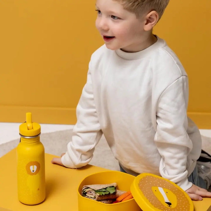 Trixie Animal-Shaped Kids Lunch Box | Durable Dishwasher-Safe Snack &amp; Meal Box with Easy-Open Secure Lid for School, Travel &amp; Picnics | 3 Years Onwards | Mr. Lion