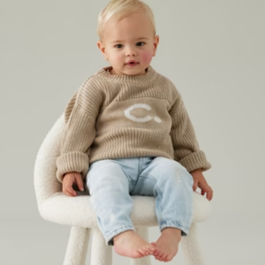 NamelyCo Personalised Letter Jumper - Light Camel