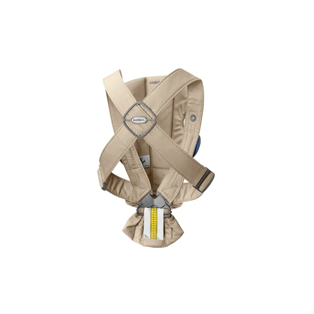 BabyBjorn Mini Baby Carrier, Soft &amp; Lightweight Fabric, 3 Carrying Positions, Ergonomic Hip and Head Support, Adjustable Waistbelt &amp; Cross Straps, Easy to Use, Birth to 12 Months (upto 11kg) - Beige