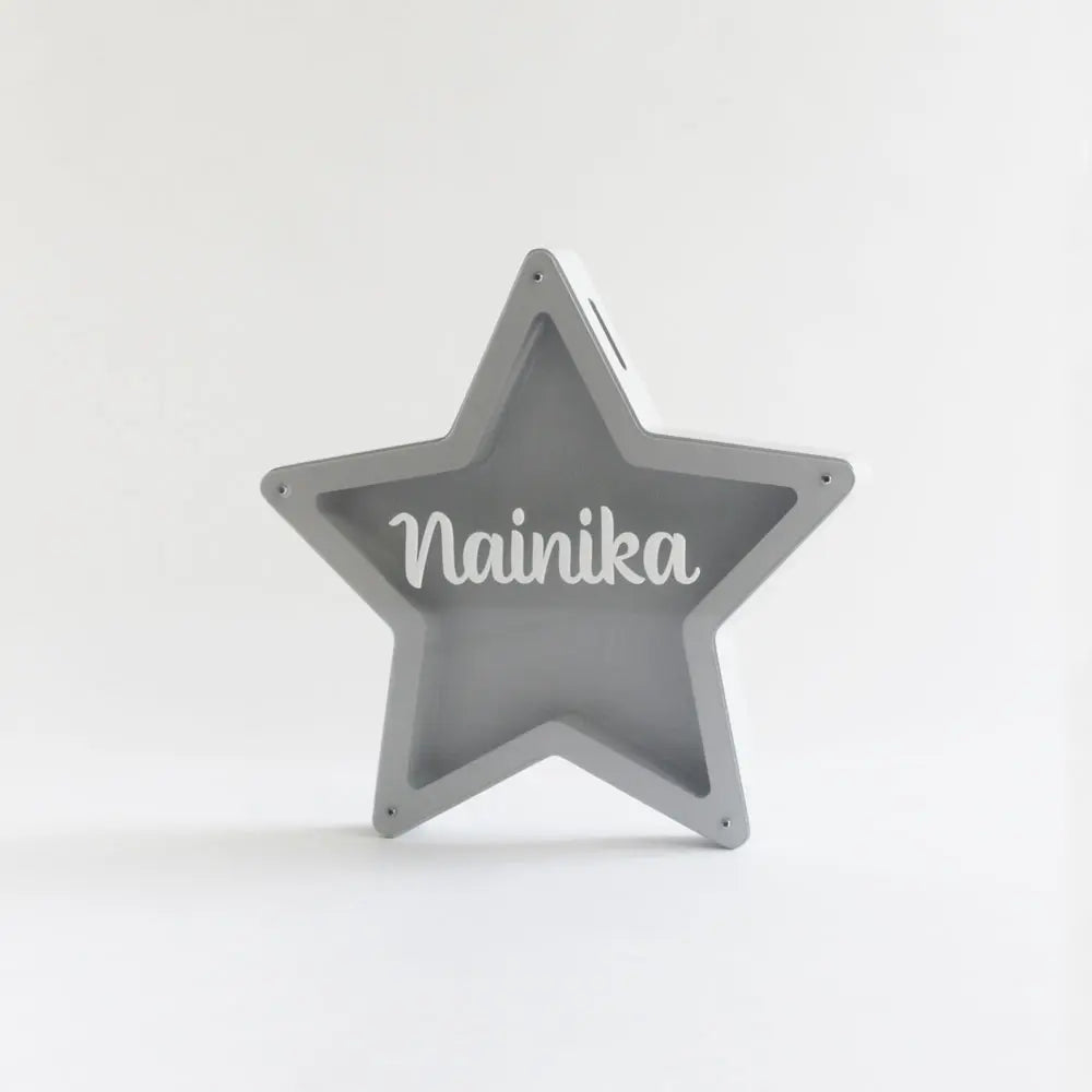 The Tiny Trove Star Piggy Bank - Grey