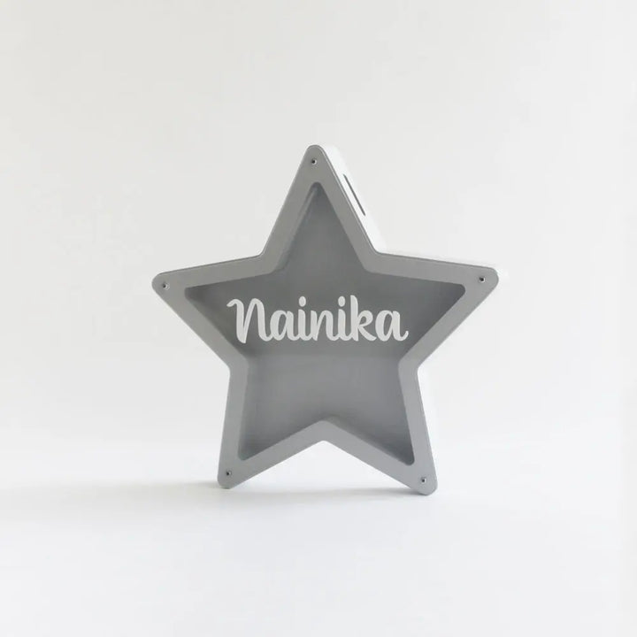 The Tiny Trove Star Piggy Bank - Grey