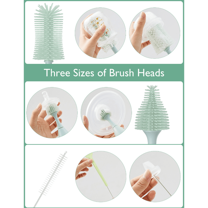 Momcozy Weaning Accessories Push-Press Design Bottle Brush Kit-Press Bubble Style Green