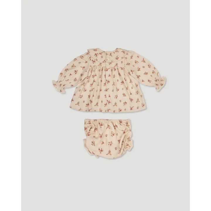 Early Sunday Libby Baby Dress &amp; Bloomer Set - Ditsy Bouquet Cream Print