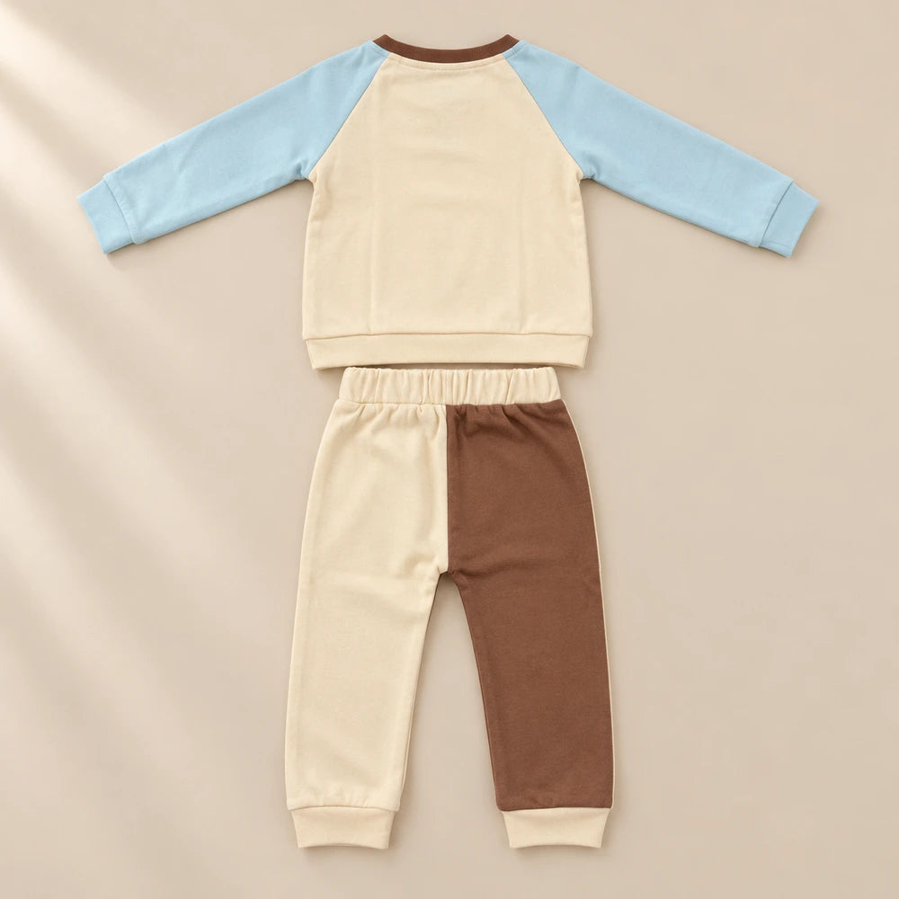 Faura Unisex Banana Cotton Snuggle Co-ord - Ivory / Ice Blue
