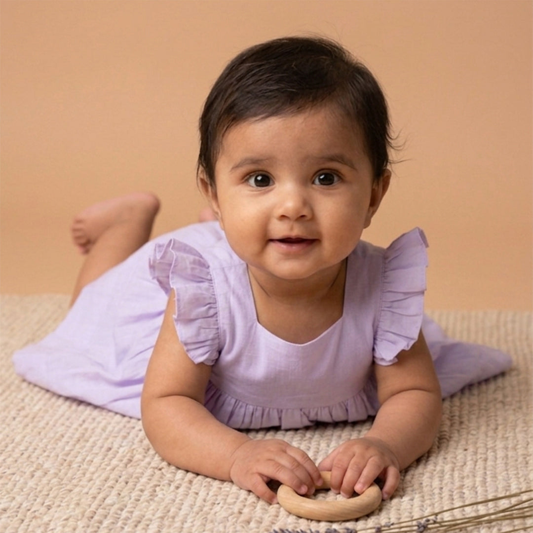 PureCloth.Co Ruffle Baby Dress with Bloomers | Purple