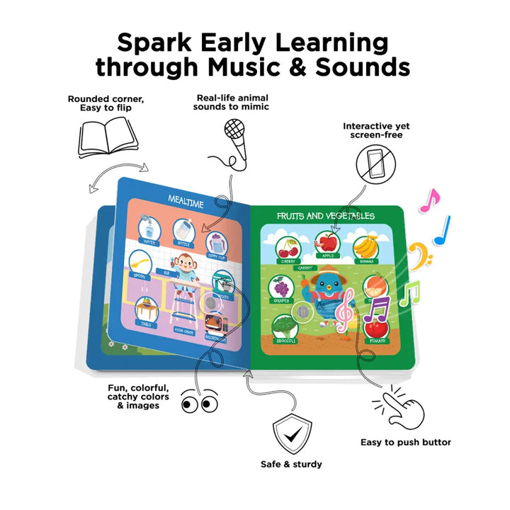 Ditty Bird Musical Book - Fun &amp; Interactive Nursery Rhyme Book for Toddlers, Baby Sound &amp; Music Book, 12M+, USB-C Rechargable - First 100 Words