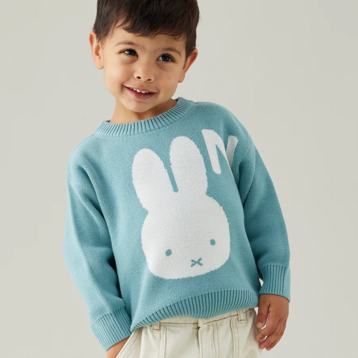 NamelyCo Personalised Miffy Letter Jumper - Stone Blue