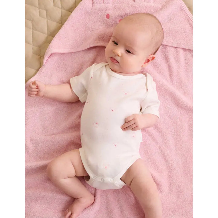 Purebaby Unisex Pack of 2 Bear Organic Cotton Easy Neck Bodysuits - Pale Pink