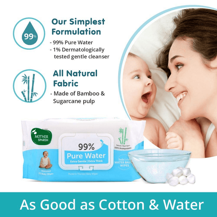 Mother Sparsh 99% Unscented Pure Water Baby Wipes