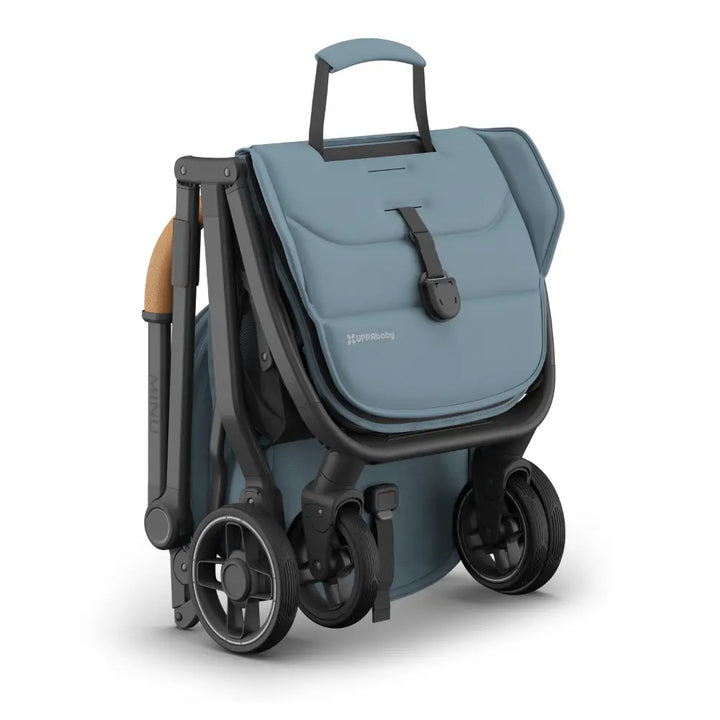 UPPAbaby Minu V3 Stroller, Travel/Cabin Friendly, Compact, Lightweight, One Hand Fold, Flat Recline, Carry Strap, Suitable from Birth - Dillan/Stone Blue
