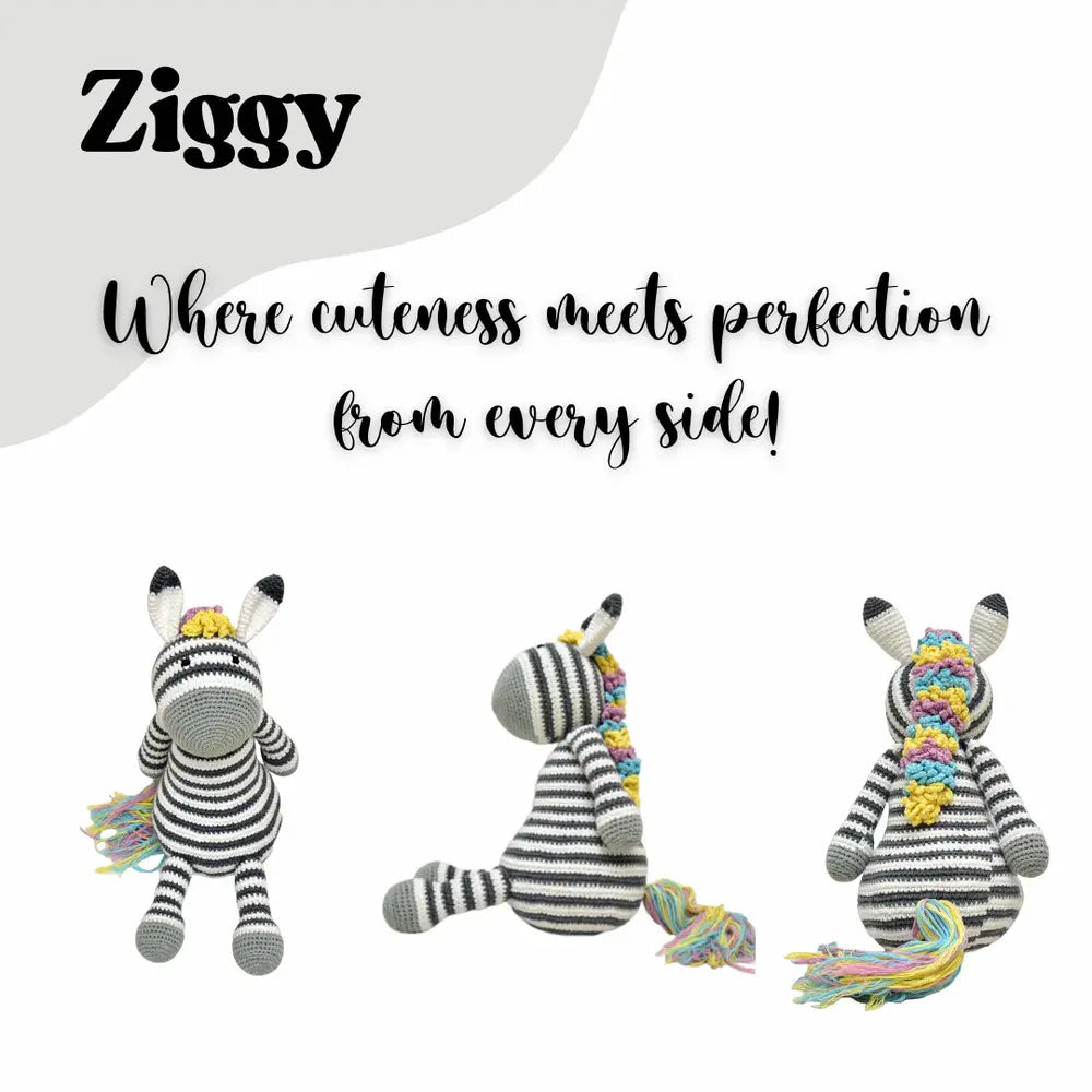 Happy Threads Ziggy the Zebra | Cuddly Handcrafted Crochet Plush